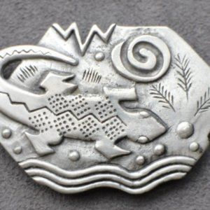 RARE JJ Lizard Brooch, Vintage Jonette Badge Pin